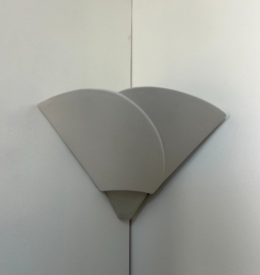 Lampada d'angolo vintage, gesso e vetro sabbiato, Francia 1970