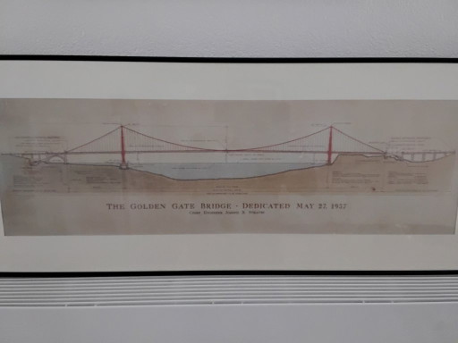 Disegno tecnico del Golden Gate Bridge, incorniciato