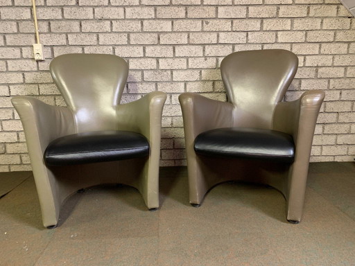 2x Leolux Amphora armchairs Leather