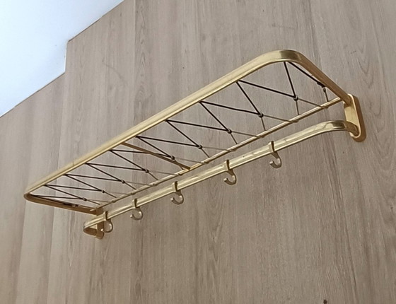 Image 1 of Fifties string coat rack with five coat hooks