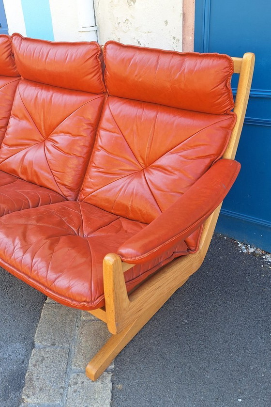 Image 1 of Banquette scandinave en bois et cuir par Soda Galvano pour Liebe Mobel