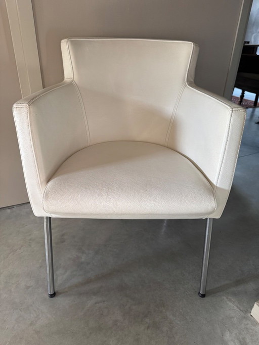 Fauteuils design vintage en cuir blanc, confort et qualité supérieurs, lot de 6.