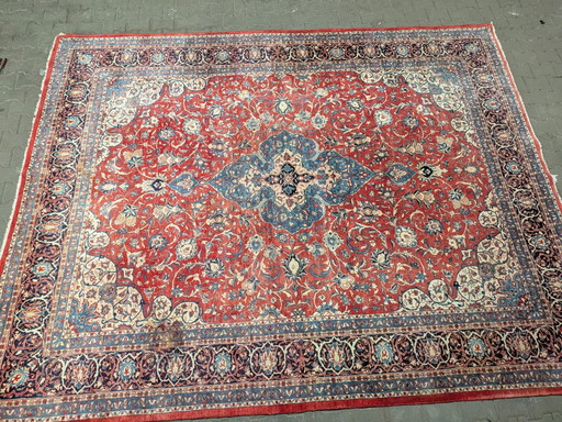 Alfombra persa Sarouk antigua | Anudada a mano | 370 × 290 cm | Etiquetas originales