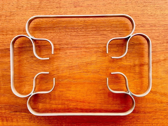 Image 1 of Art Deco, vintage, verzilverde onderzetter uit Italië, jaren 1940