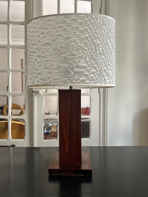 Massief houten lamp 1970