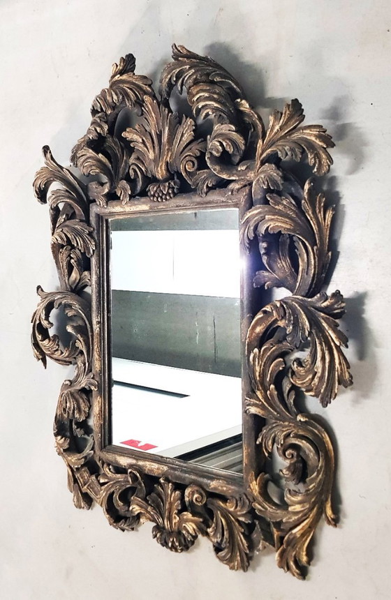 Image 1 of Miroir italien Chelini sculpté à la main dans un cadre en bois magnifiquement sculpté