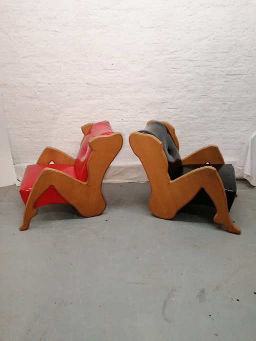 Par de Sillones Vintage Diseño Postmoderno Him + Her Años 70 80