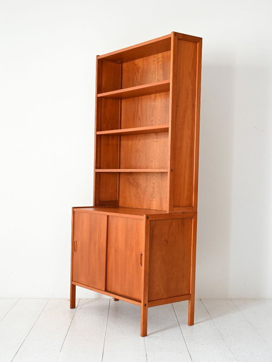 Image 1 of Bibliothèque scandinave vintage en teck avec menuiserie apparente