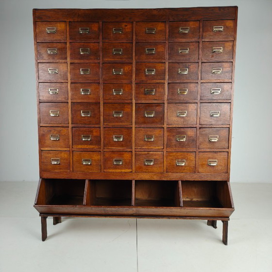 Image 1 of Oak apothecary cabinet from the early 20th century with 42 drawers