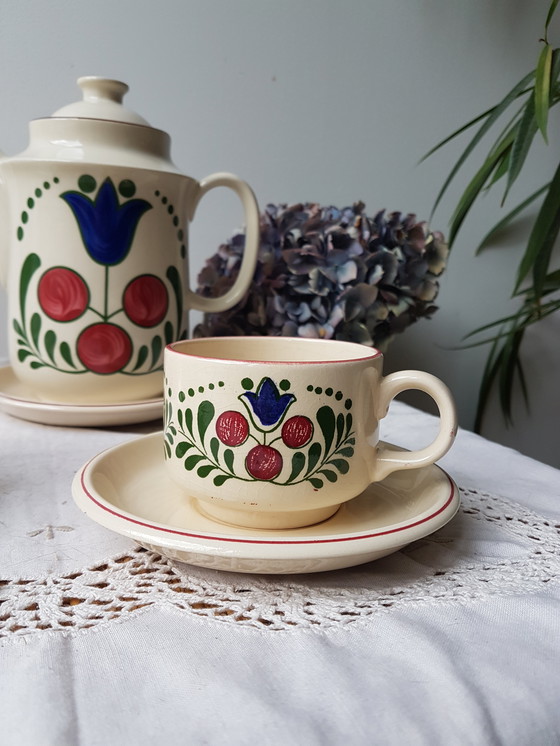 Image 1 of Vintage aardewerk 5 persoons koffie servies