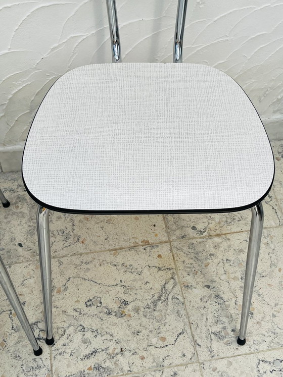 Image 1 of Lot de deux chaises vintage formica gris et chrome
