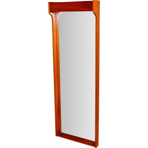 Miroir vintage en teck éclairé, Suède 1960