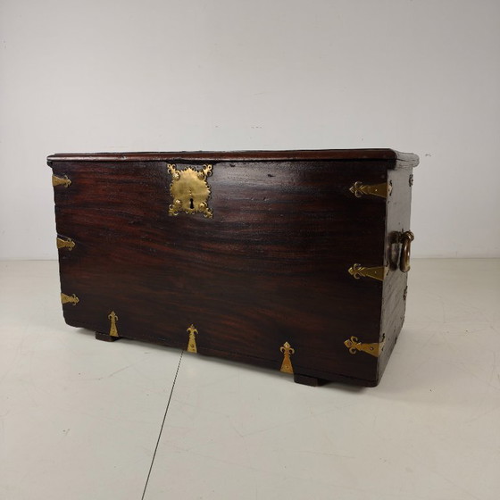 Image 1 of 18th-century Dutch VOC colonial chest with brass fittings