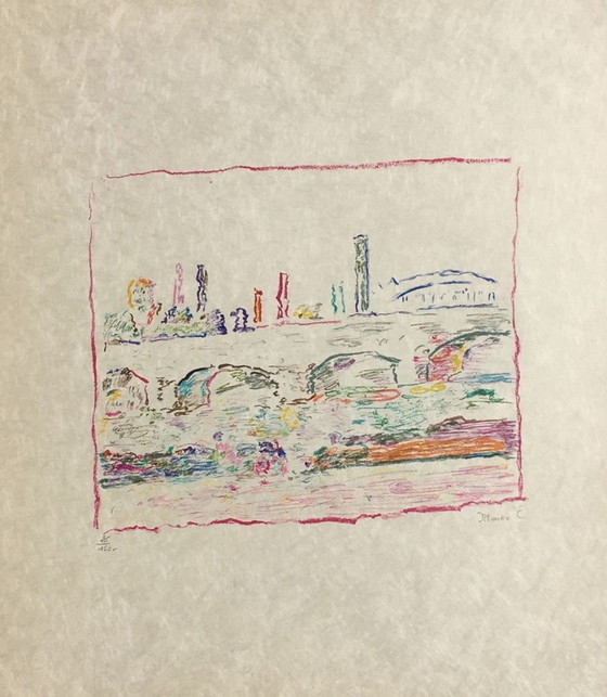 Image 1 of Marko CELEBONOVIC Parigi, les quais de la Seine Litografia firmata 1975