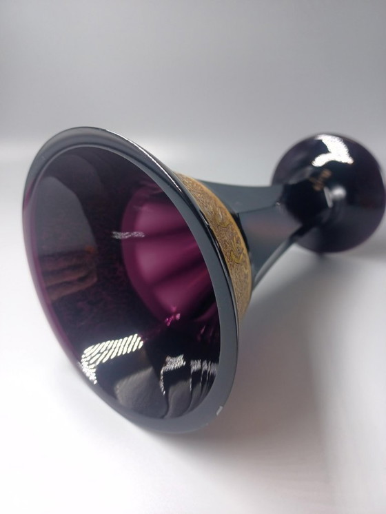 Image 1 of Vase ancien Moser cristal Améthyste Karlsbad 