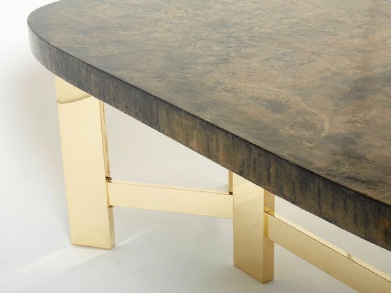Image 1 of Belgian brutalist resin and brass dining table 1970