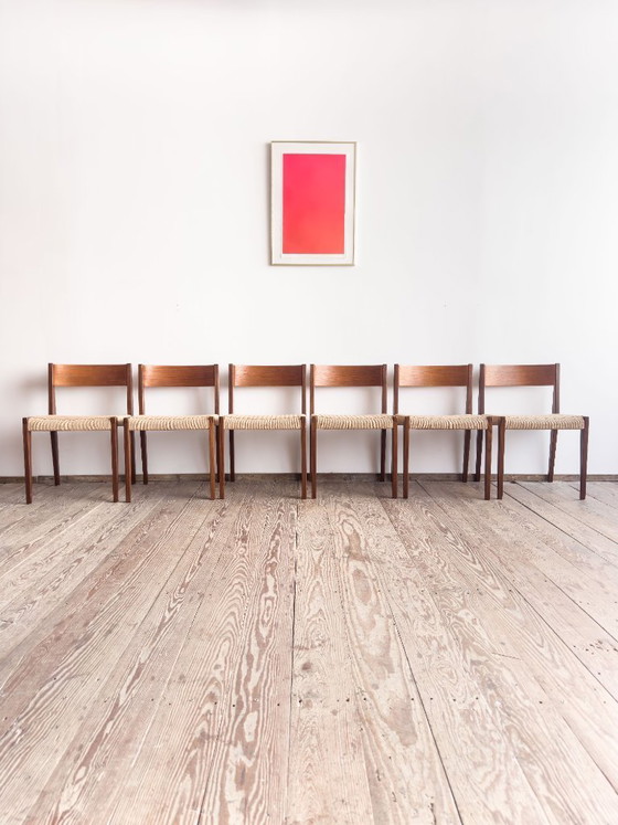 Image 1 of Set van 6 Teak Pia eetkamerstoelen van Poul Cadovius