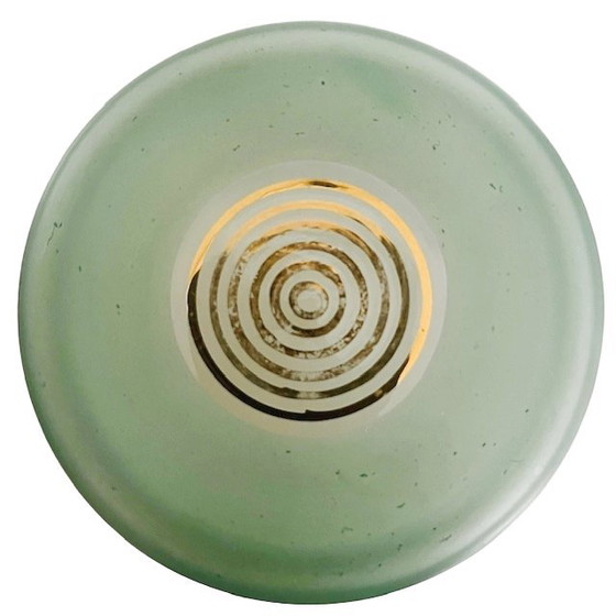 Image 1 of Art Deco joyero de vidrio verde menta oro 1950s