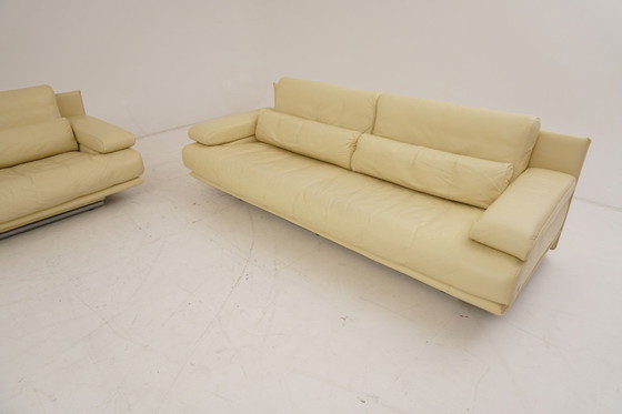 Image 1 of Ensemble canapés Rolf Benz 6500, 2 canapés 3 places, cuir beige, classique