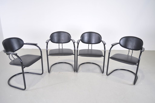 4x chaises de salle à manger effezeta Italy design à structure tubulaire