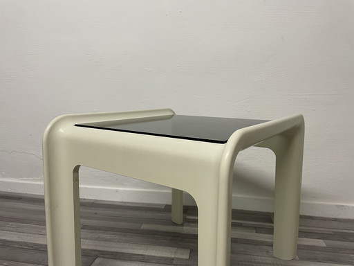 Space Age Table basse en plastique & verre fumé