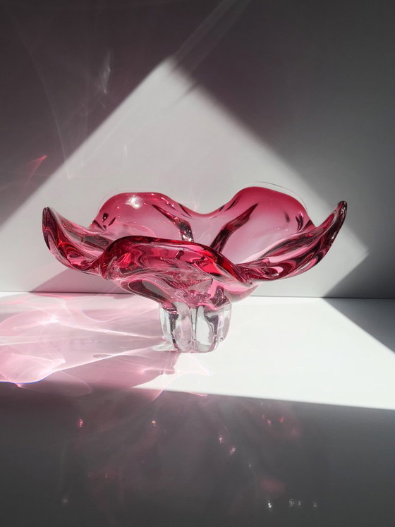 Josef Hospodka voor Chřibská XL Cranberry Glasschaal – Boheems Art Glass, Tsjechoslowakije jaren 60 – Schalen (photo 3 of 5)