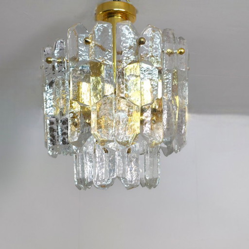 Kalmar Franken Palazzo Deckenleuchte aus Eisglas, 70er Jahre, Mid-Century