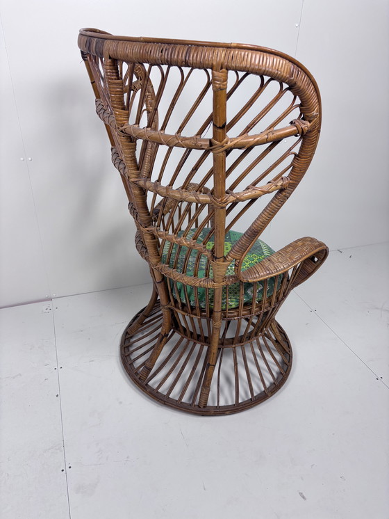Image 1 of Vintage Peacock Chair Rattan Bamboo