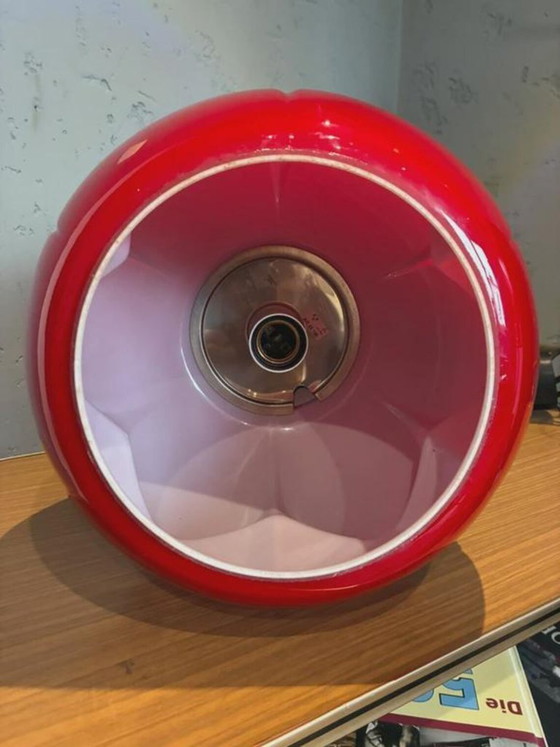 Lampada a Sospensione Vintage Rossa Retro, Peill & Putzler Anni '70, Lampade a sospensione, Plastica, Cromo (foto 4 di 5)