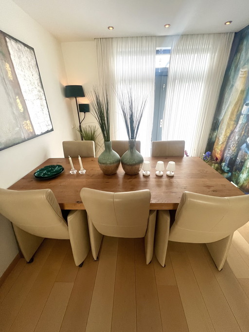 Poltrone da pranzo in pelle Leolux – regolabili – set da 6