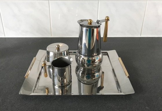 Image 1 of Espresso or moka set INOX, vintage 