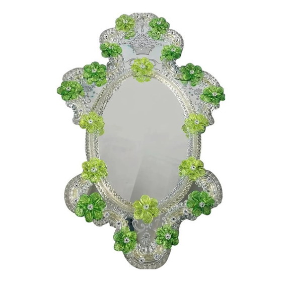 Image 1 of Contemporary Venetian Oval Hand-Carved Mirror by Simoeng