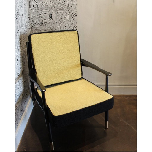 Poltrona vintage gialla e nera - anni '60