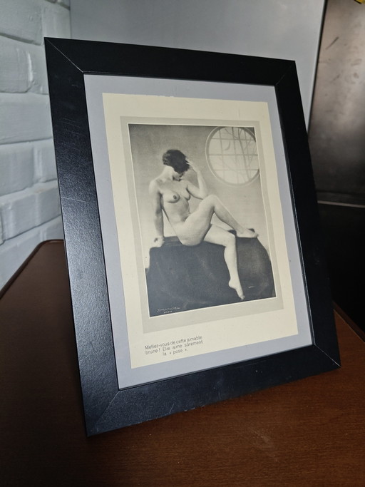 Photographie originale de nu Art déco de J. Mandel, Paris – Glamour français – Encadrée
