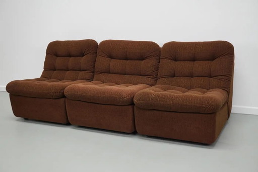 Vintage Brown German Modular 3-Seater Sofa in Bouclé, 1970s