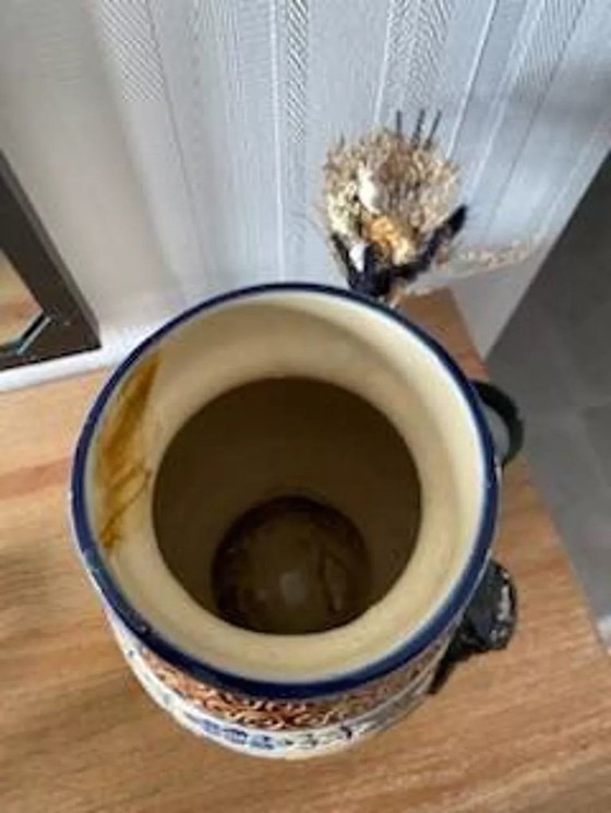 Image 1 of Polychrome ceramic vase in glazed stoneware