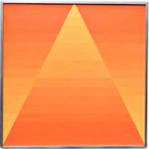 Öl auf leinwand vintage "orange geometrische komposition" von G. Vaxelaire