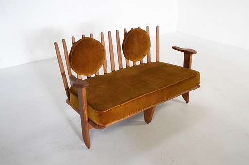 Oak 2-Seater Sofa by Guillerme et Chambron for Votre Maison, France 1950s