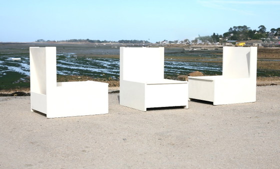 Set di 3 Poltrone brutaliste, legno dipinto, anni '60 (photo 18 of 28)