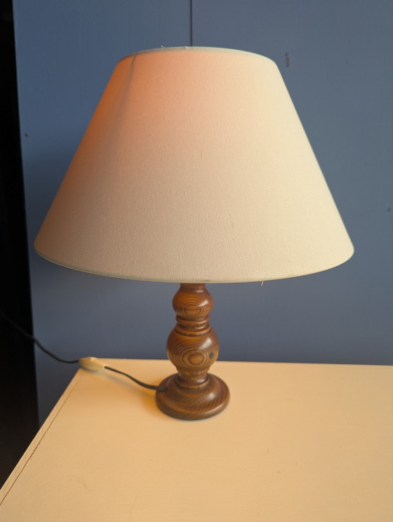 Image 1 of Vintage table lamp beige/wood