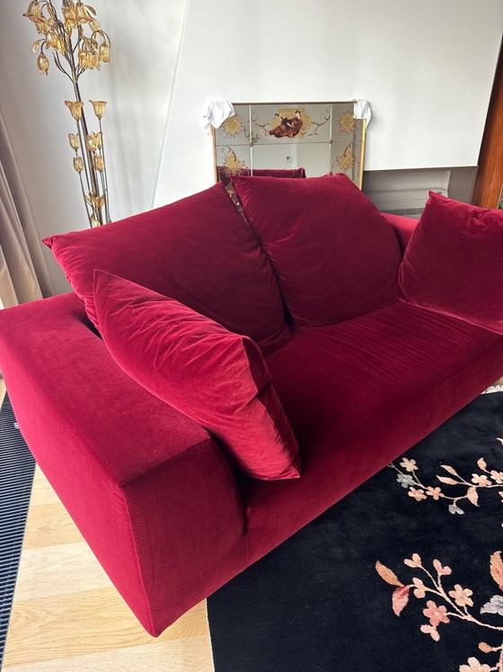 Divano Edra, Velluto rosso, Divani 3 posti, Modern (foto 5 di 6)