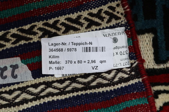 Image 1 of Afghaanse Kelim Deco Kunst Handgeweven Nieuw Tapijt 370 x 80 cm