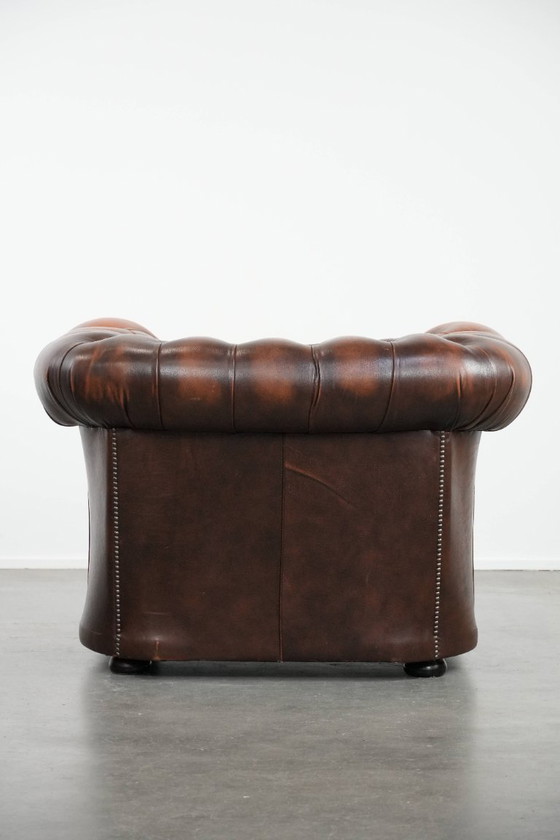Image 1 of Brauner Chesterfield-Sessel aus Rindsleder im englischen Stil