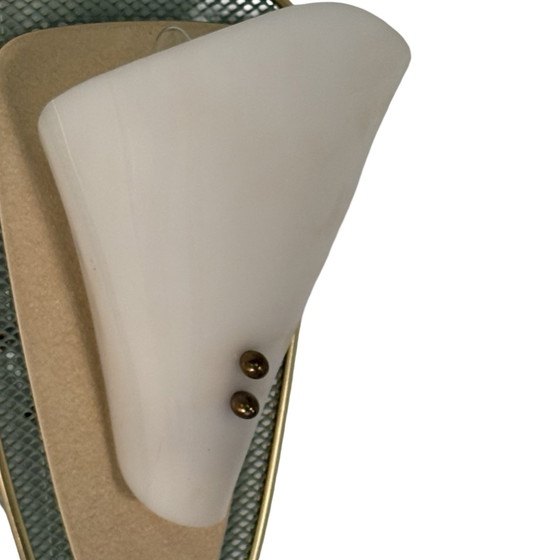 Image 1 of Atomic Age / Mid Century Modern - Lampada da comodino / da parete / applique - Ottone e rete