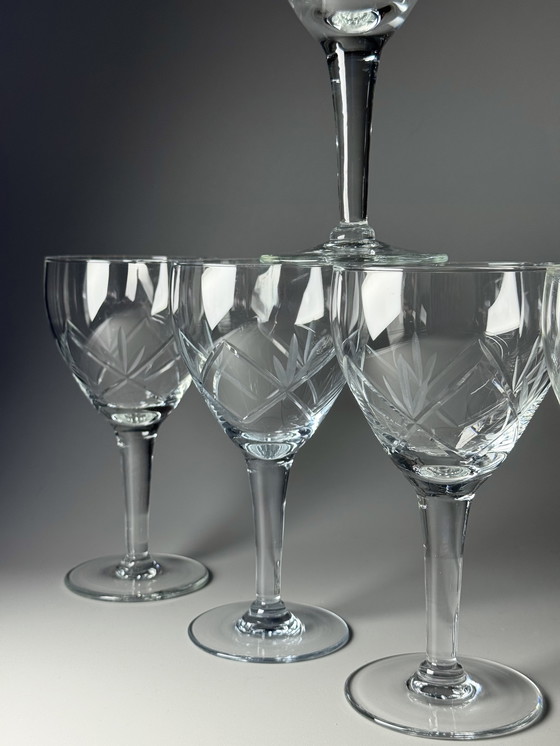 Image 1 of 6 grands verres à vin en cristal - Holmegaards Glasværk . années 1920