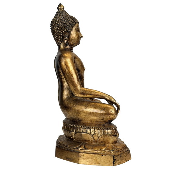 Antiker Thai-Buddha in Bhumisparsha – Rattanakosin, 19. Jahrhundert – Bildhauerei, Bronze (photo 6 of 11)