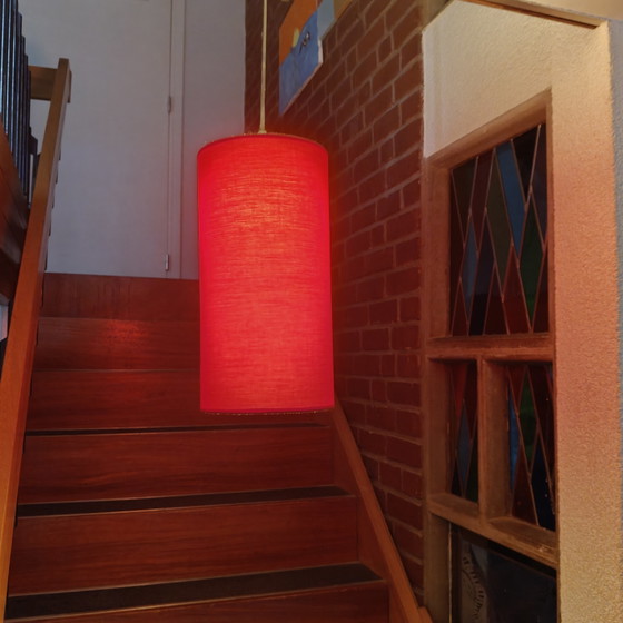 Image 1 of Rode hanglamp Ø18 – Rode stoffen kap