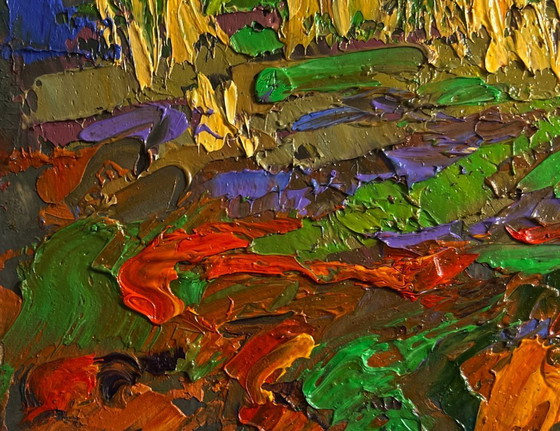 Image 1 of Originales Ölgemälde Abendlandschaft auf den Herbstwiesen