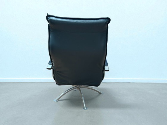 Image 1 of Kebe Design-Sessel - blaues Leder, 1980er Jahre
