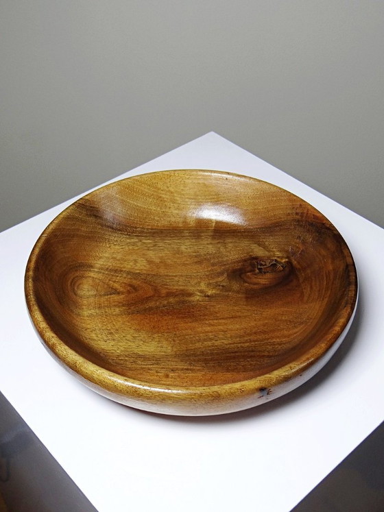 Image 1 of Coupe en bois teck ou acacia, vintage artisanat années 70-2000
